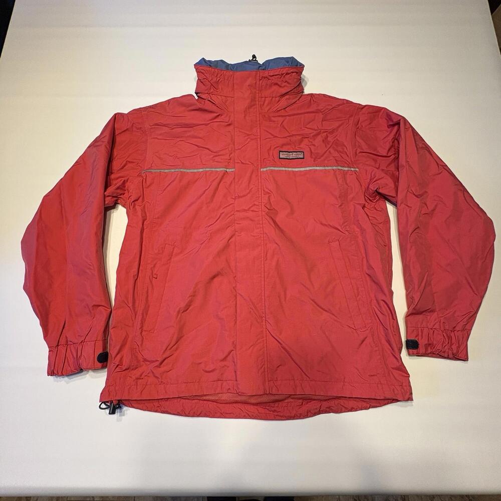 Vineyard Vines Nor'easter Rain Shell Jacket Men’s Large Coral-Red Hooded Nylon